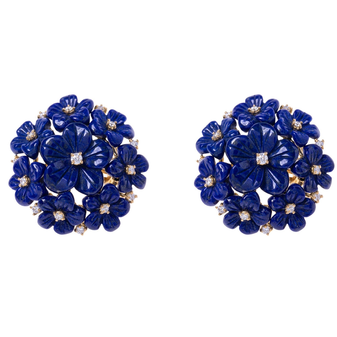 Orecchini Bouquet non ti scordar di me in oro e lapislazzuli