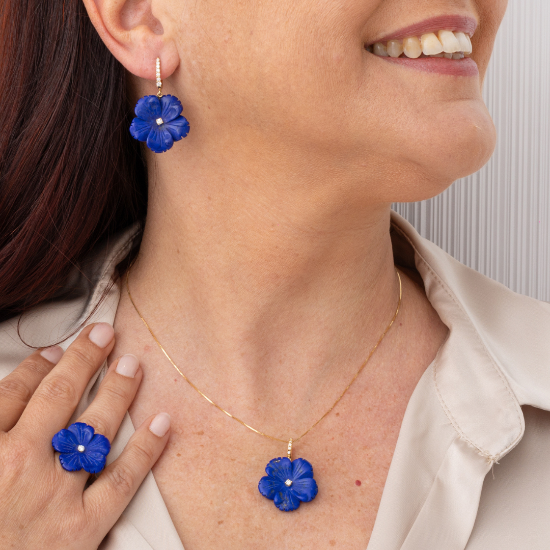 Monachelle non ti scordar di me in lapislazzuli e oro