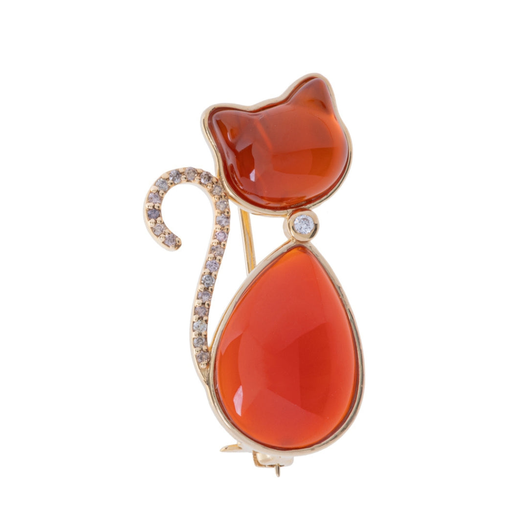 Spilla oro gatto rosso Sammy