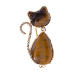 Spilla gatto marrone Lisa in occhio di tigre