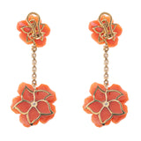 Orecchini con doppio geranio in corallo e oro