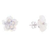 Orecchini a lobo in oro con gelsomino bianco