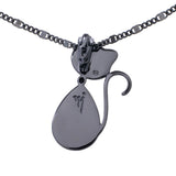 Ciondolo Wendy in argento con gatto colore nero in agata