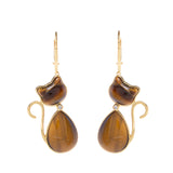 Orecchini Lisa con gatto in argento occhio di tigre