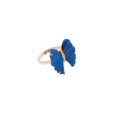 Anello Creativa blu con farfalla in oro giallo