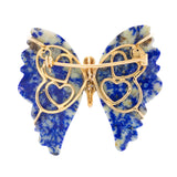 Ciondolo/Spilla Preziosa blu con farfalla in oro e lapislazzuli