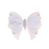 Ciondolo/spilla Preziosa con farfalla bianca in oro e madreperla