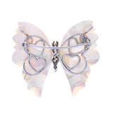 Ciondolo/spilla Preziosa con farfalla bianca in oro e madreperla