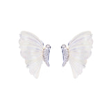 Orecchini Decisa a forma di farfalla in oro e madreperla bianca