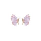 Orecchini Creativa rosa con farfalla in oro giallo