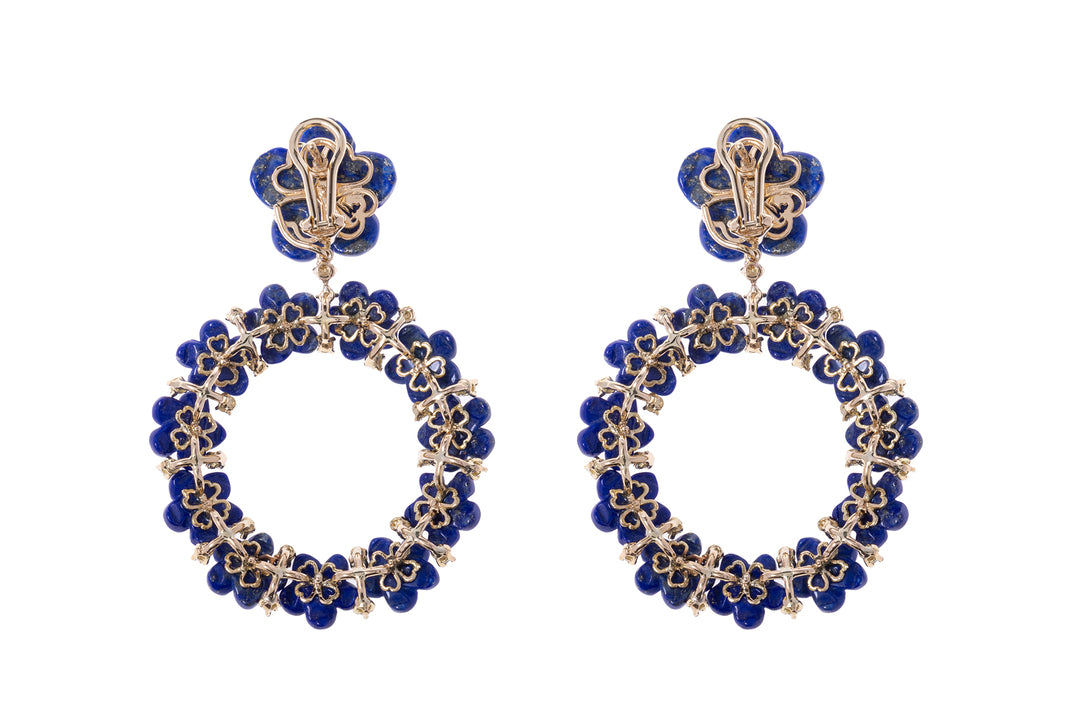 Orecchini Ghirlanda non ti scordar di me in oro e lapislazzuli