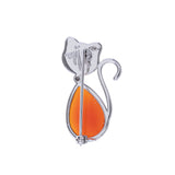 Spilla rossa in oro bianco e corniola Martin