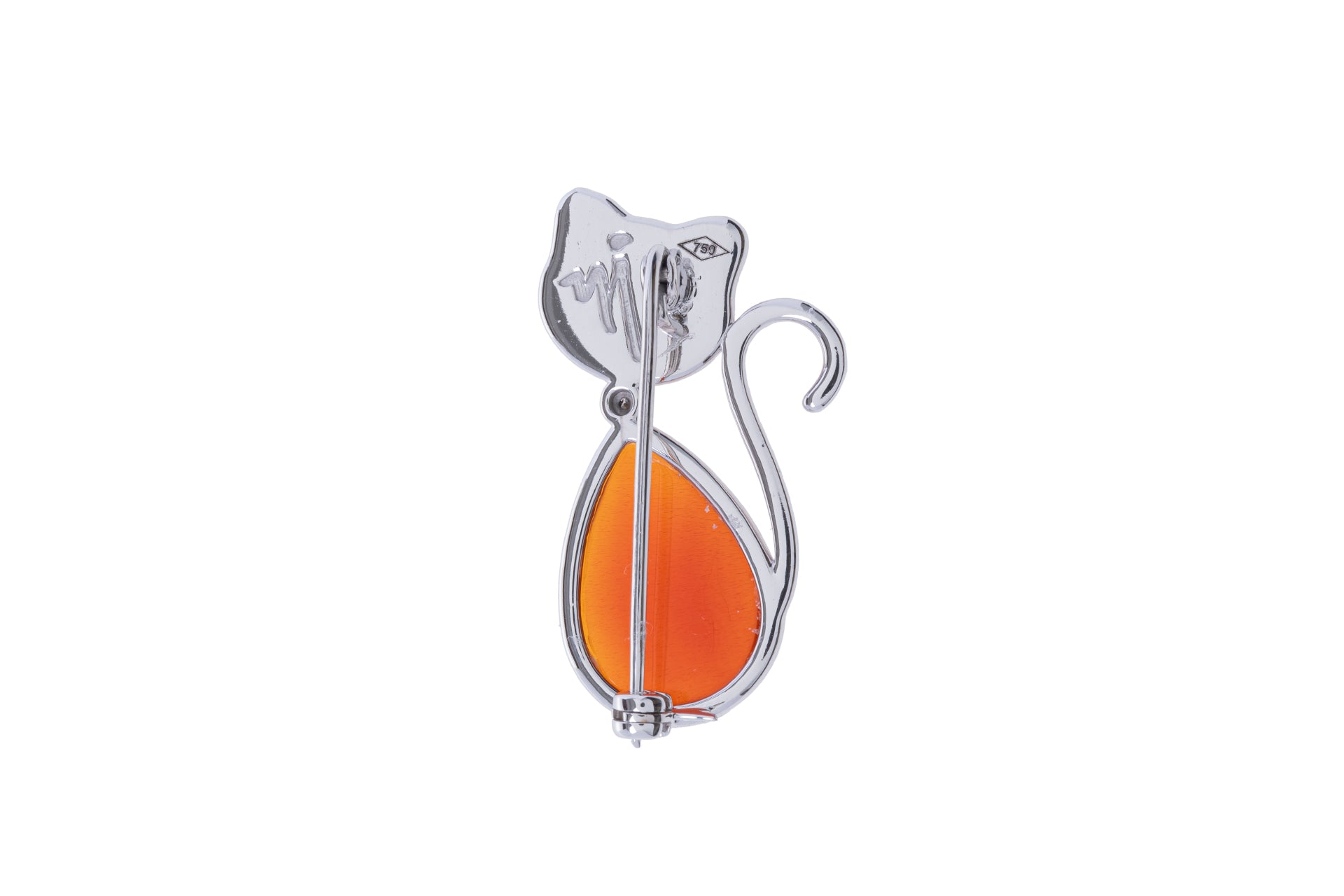 Spilla rossa in oro bianco e corniola Martin