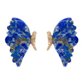 Orecchini blu con farfalla in oro