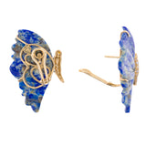 Orecchini blu con farfalla in oro