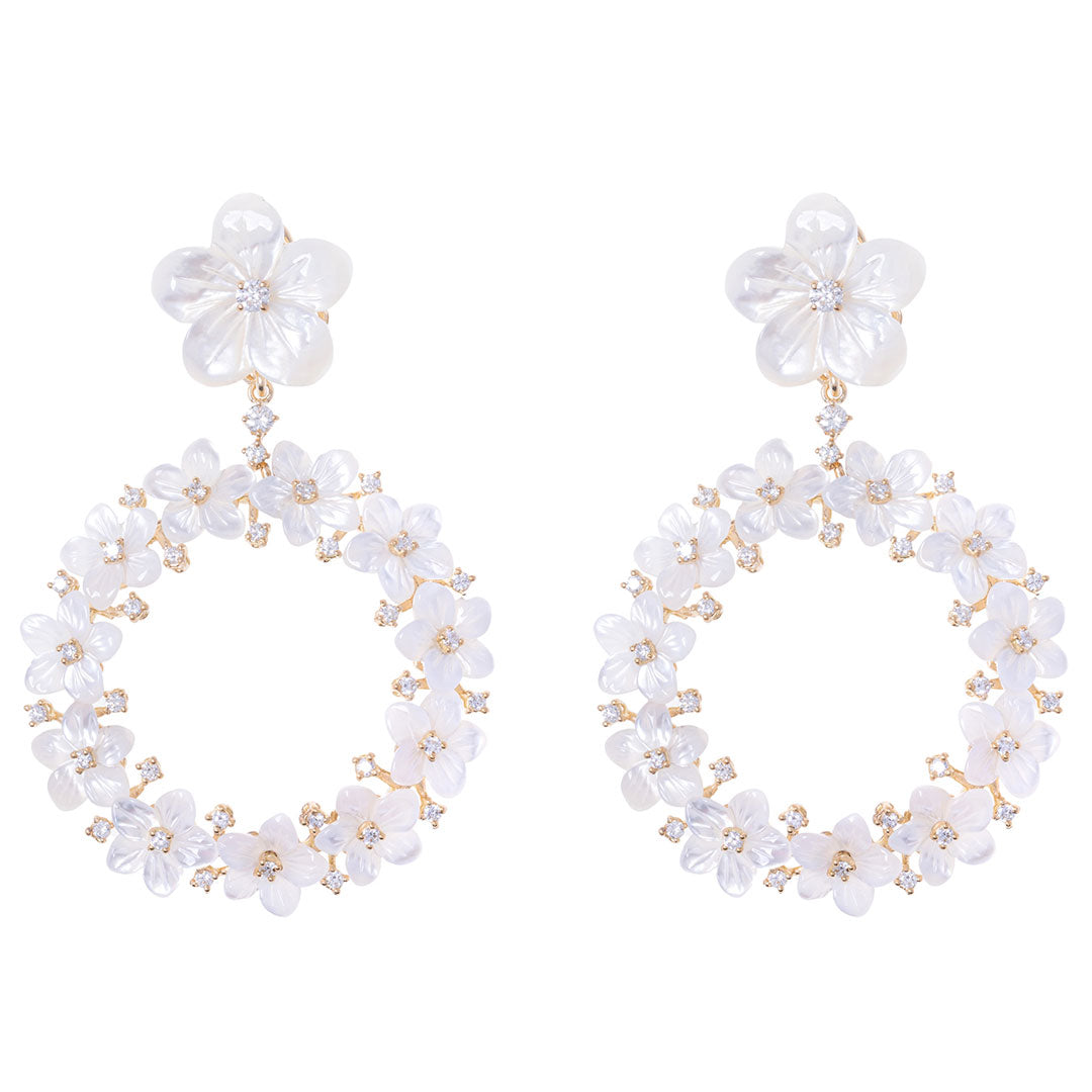 Orecchini Ghirlanda di gelsomino, madreperla e oro