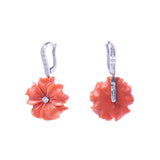 Orecchini pendenti fiori in corallo rosso e oro