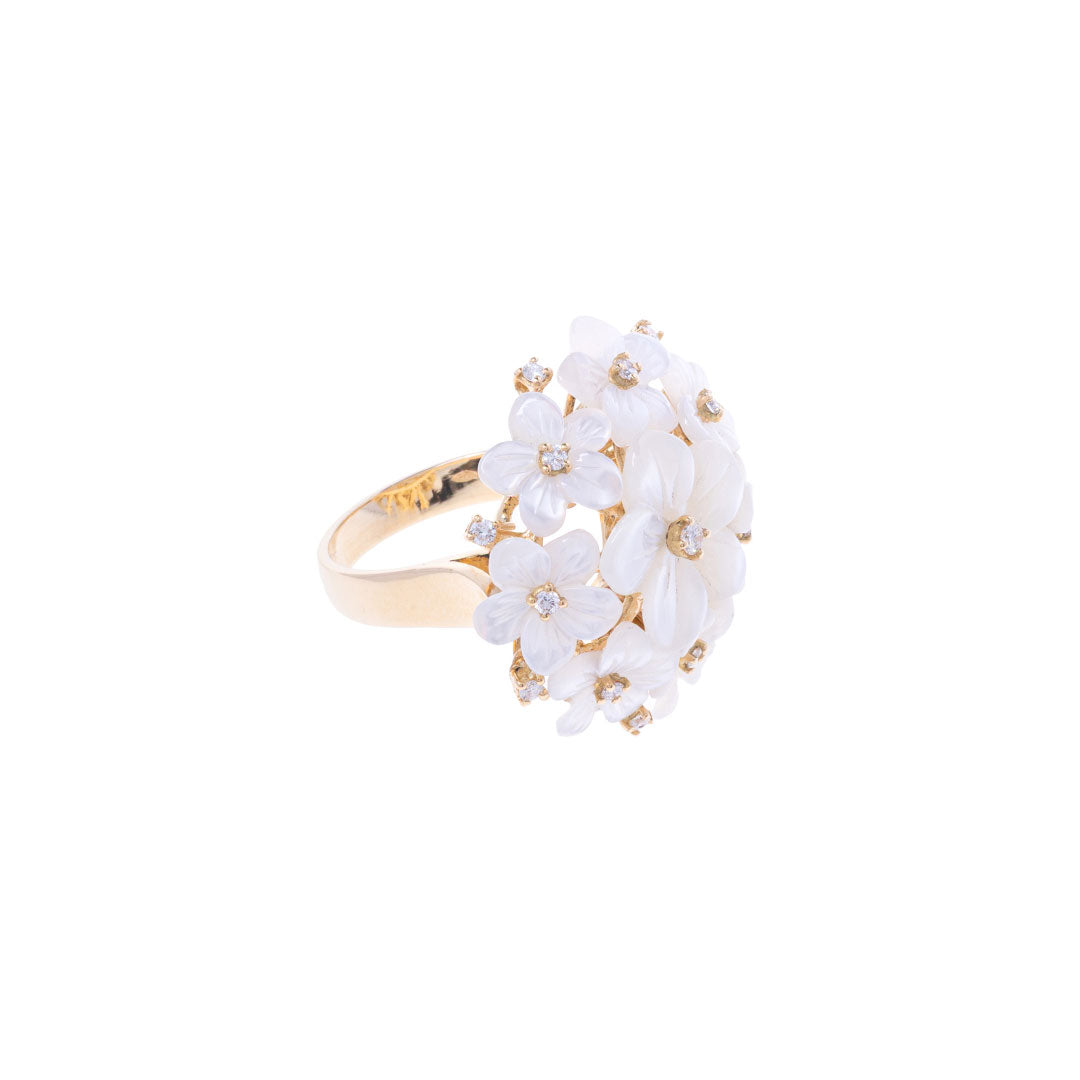 Anello Bouquet con gelsomino in madreperla e oro