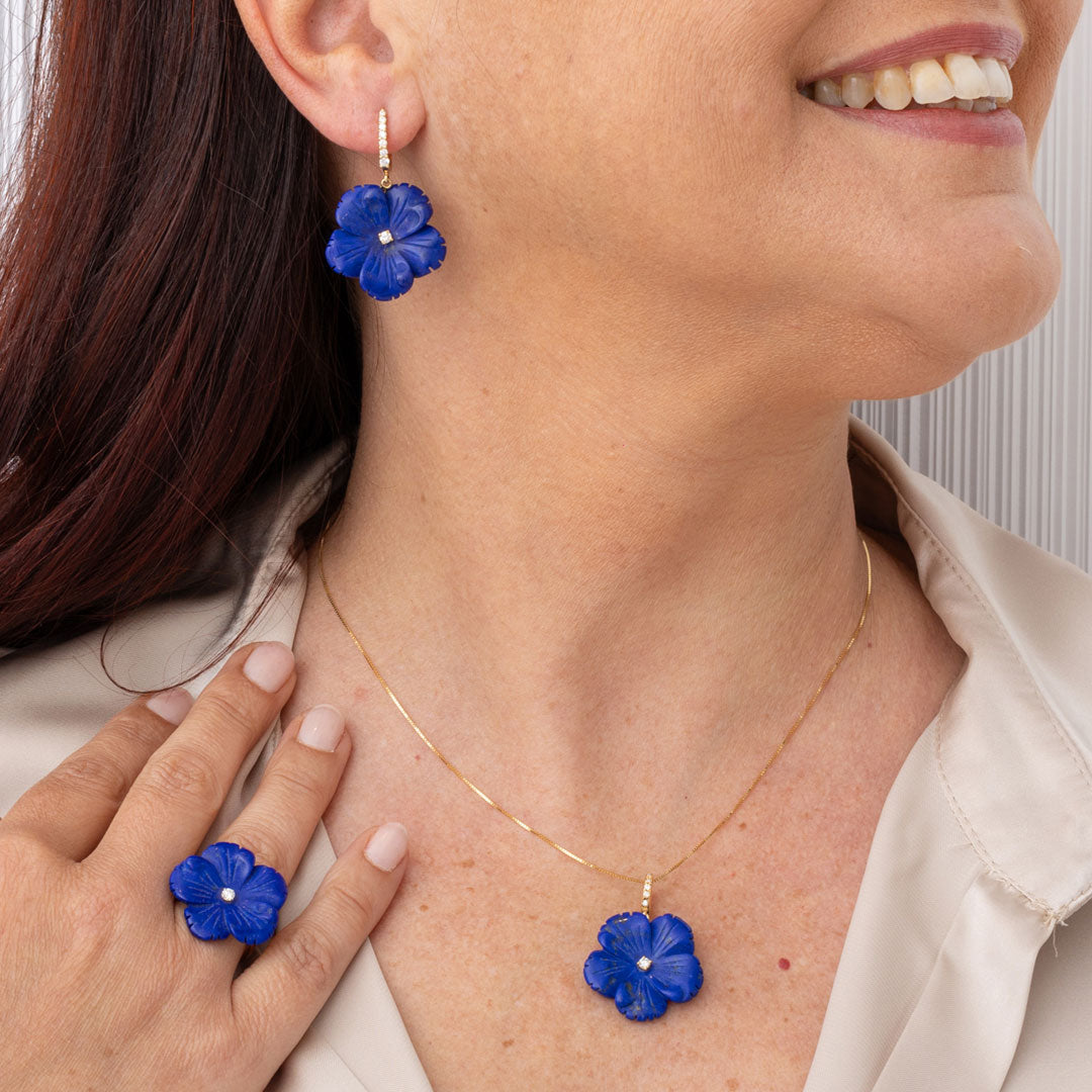 Ciondolo Non ti Scordar di Me in lapislazzuli e oro