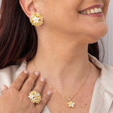 Anello bouquet Ginestra in madreperla gialla e oro