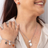 Charm Martin in argento a forma di testa gatto rosso