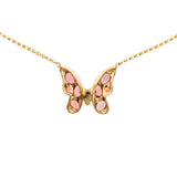Radiosa Orange Sapphire and Diamond Butterfly Necklace in 18K Yellow Gold