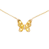 Radiosa Yellow Sapphire and Diamond Butterfly Necklace in 18K Gold