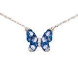 Radiosa Blue Sapphire and Diamond Butterfly Necklace 
