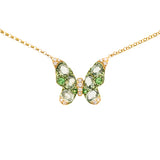 Radiosa Green Sapphire and Diamond Butterfly Necklace