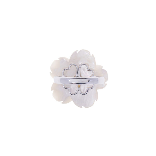 Anello Gelsomino con fiore bianco in oro e madreperla - immagine 2